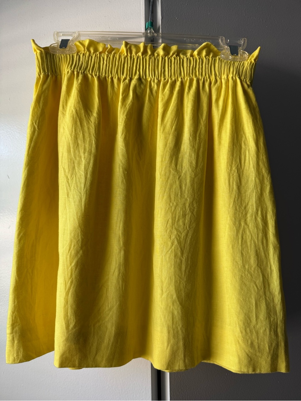 J.Crew 100% Linen Paperbag Waist Mini Skirt Bright Yellow Lined Size 2